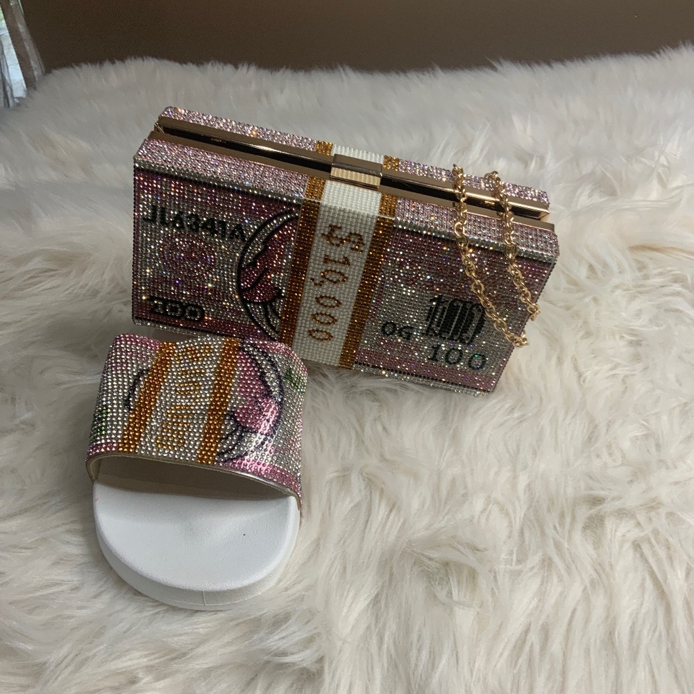 Bling Money Sandals Pink (White sole)